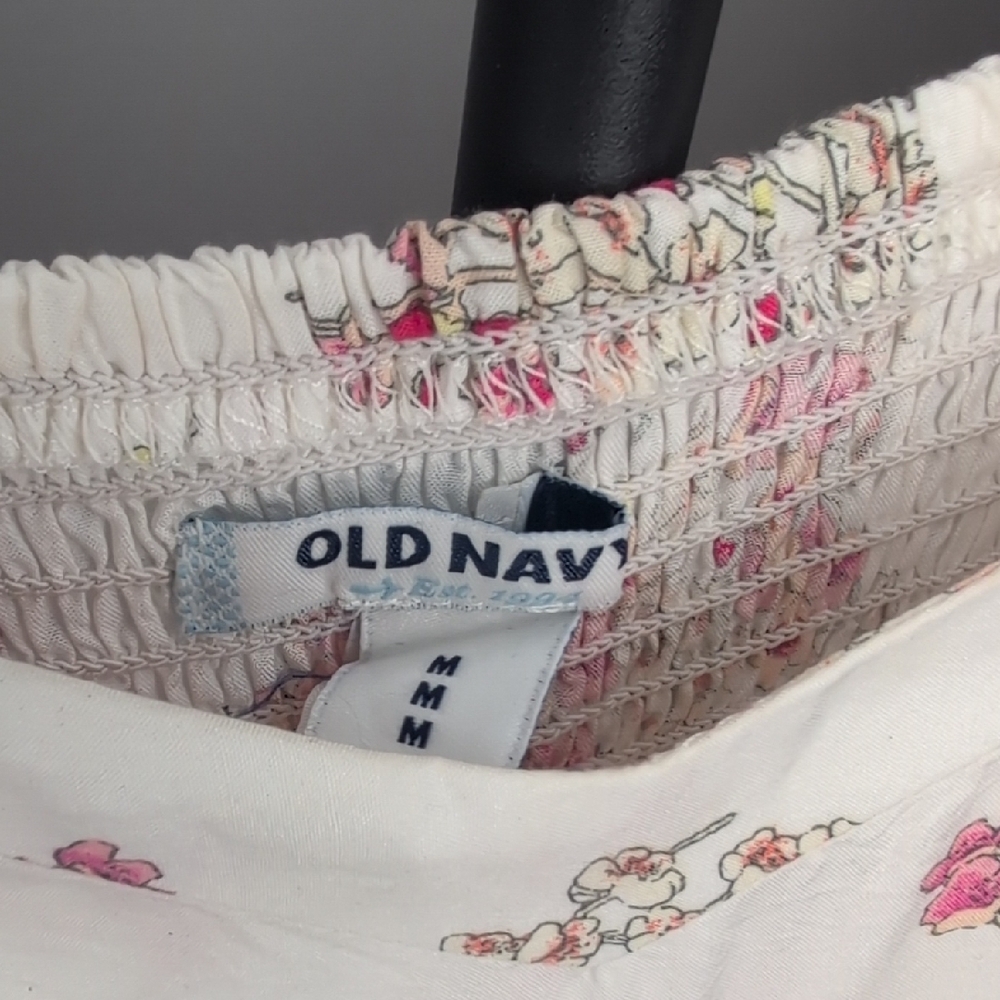 Old Navy Pink Floral Sun Dress White Midi Medium - Picture 13 of 16
